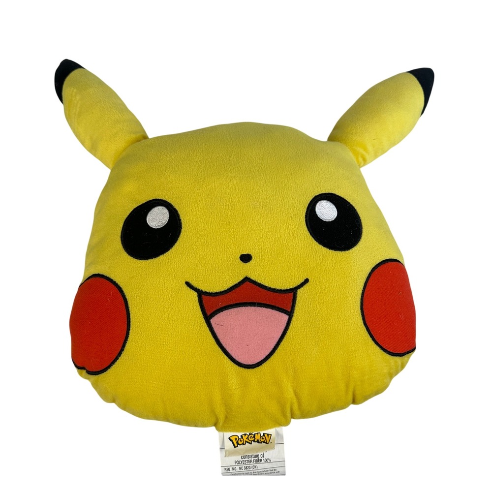 Pokemon Pikachu Face Plush Pillow Stuffed Toy Yellow Red Cheeks‎
